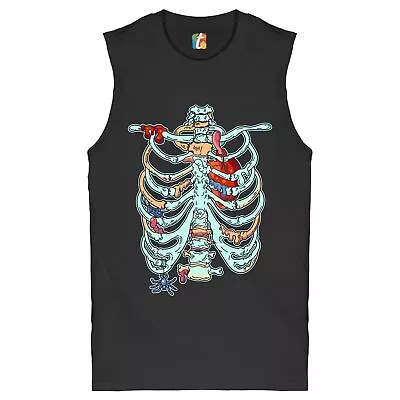 Buy Zombie Rib Cage Muscle Shirt All Hallows' Eve Spooky Halloween Skeleton Men's • 21.39£