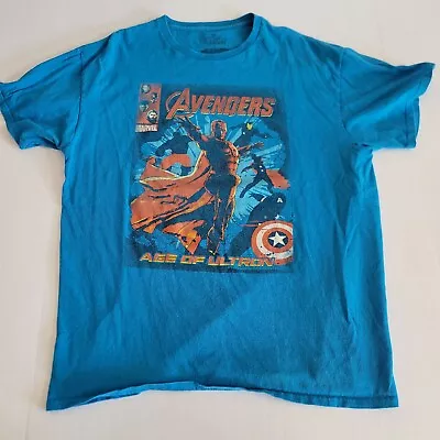 Buy Marvel Large Avengers Age Of Ultron Blue Graphic Short Sleeve T-Shirt • 5.55£