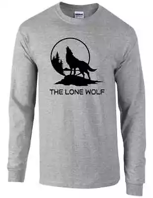 Buy The Lone Wolf Long Sleeve Tee Animal Wolves Moon Cute Loner Introvert T-shirt  • 26.13£