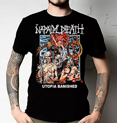 Buy NAPALM DEATH UTOPIA BANISHED NEW BLACK T-SHIRT Cotton Unisex Tee ALL SIZE • 13.99£