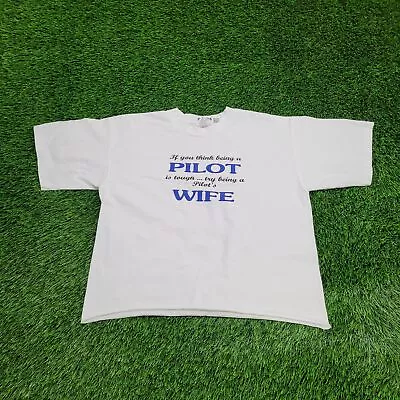 Buy Vintage Funny Pilots Wife Cropped Shirt Womens Large 21x22 • 2.33£