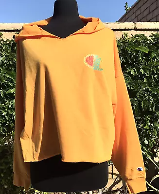 Buy CHAMPION Be Your Own Women's Cropped Capri Orange Sweatshirt Hoodie, Size L-NWT • 36.41£