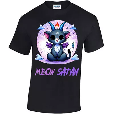 Buy Meow Satan T-shirt, Cute Satanic Cat Supernatural Demon Feline Adorable Baphomet • 15.95£