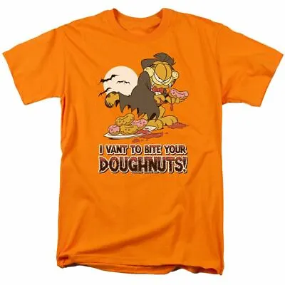 Buy Garfield I Vant Doughnuts T Shirt Mens Licensed Halloween Comics Tee Orange • 15.16£