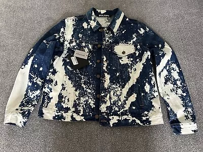 Buy Palm Angels Galaxy Bleached Denim Jacket In Blue Size L • 346.21£