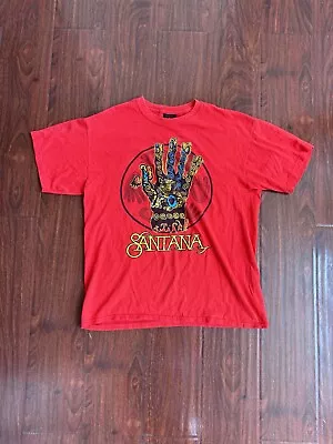 Buy Vintage 2002 Carlos Santana T-Shirt Size L Michael Roman Art Hand Red Y2K • 28£