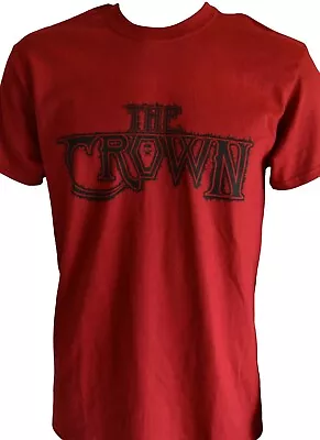 Buy THE CROWN - Black-Logo On Red-Gildan-T-Shirt - XL / Extra-Large - 166376 • 16.18£