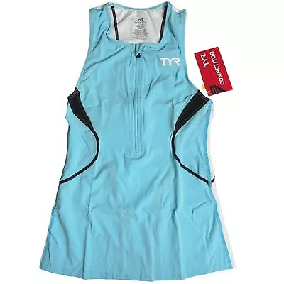 Buy TYR Competitor Womens Tri Singlet Tank Top - Lt Blue Black White - Size XS - $66 • 25.16£