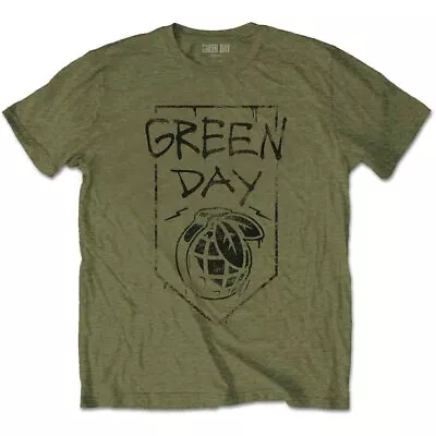 Buy Green Day T Shirt Grenade Band Logo Official Mens Organic Military Green M • 16.56£