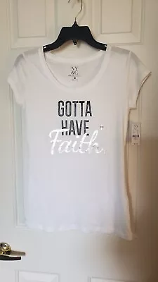 Buy NY&Co Womens Slogan TShirt Size XS Faith Inspirational George Michael Song • 13.99£