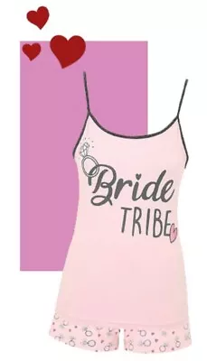 Buy George Pink Bride Tribe Short Vest Top Pyjamas Hen Night Size 8-10 New • 11.99£