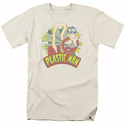 Buy Plastic Man Stars T Shirt Mens Licensed Batman DC Comics Tee Cream • 16.95£