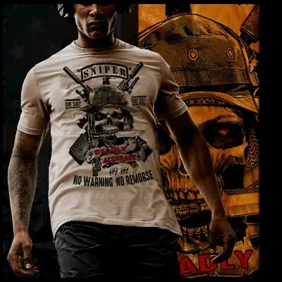 Buy Sniper T-Shirt Infantry Sharpshooter Marksman Special Ops Ranger XL Tan Tee • 18.63£