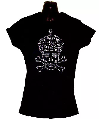 Buy Ladies Crystal Skull & Crown Goth Pirate  Design Fitted T Shirt(any Size ) • 12.99£