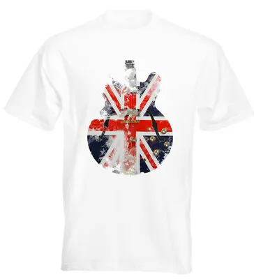 Buy Oasis Union Jack Guitar Distressed T Shirt Noel Gallagher Liam Gallagher • 13.95£