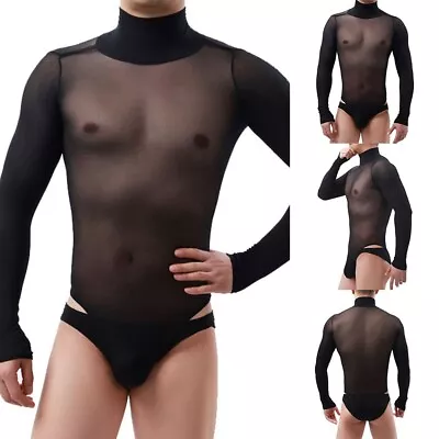 Buy Enhance Your Confidence With This Alluring Hollow Out Black Bodysuit For Men • 12.20£