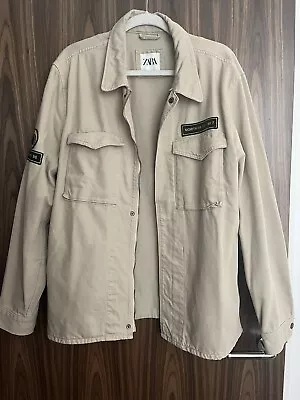 Buy Mens Zara Denim Jacket L Beige • 12.50£