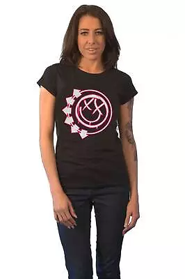 Buy Blink-182 T Shirt Six Arrow Smile Band Logo New Official Womens Skinny Fit Black • 15.95£