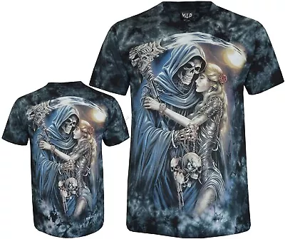 Buy Tie Dye T-shirt Grim Reaper & Blonde Woman Soldier Scythe Glow In Dark By Wild • 15.99£