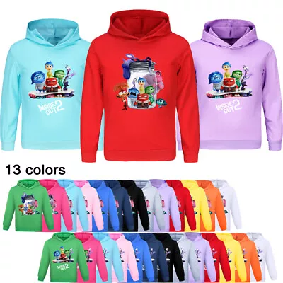 Buy Boys Girls Inside-Out2 Hoodies Sweatshirt Kids Casual Jumper Pullover Tops 2-13Y • 8.54£