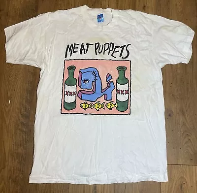 Buy Vintage 1990s  MEAT PUPPETS T Shirt Double Sided Print USA FOTL Tag Size XL • 106.78£