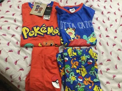 Buy Next Boys New Red & Blue Set Of 2  Pokémon Shorts Short Sleeves Pyjamas 12 Years • 20£