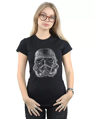 Buy Star Wars Women's Stormtrooper Scribble Helmet T-Shirt • 13.99£