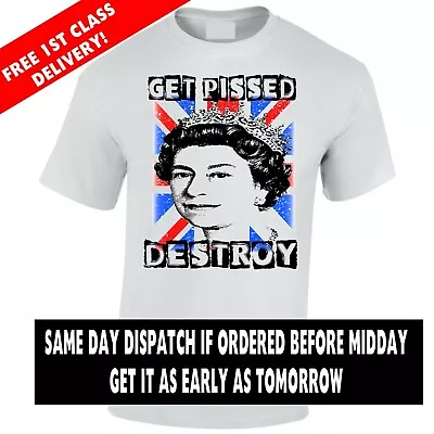 Buy Men's Punk Rock T-Shirt Anarchy Rotten 1977 Vicious Queen Get Pissed Destroy • 10.99£