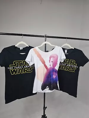 Buy NEW 3 X Star Wars Women T-shirt Tops Bundle Size S • 9.90£