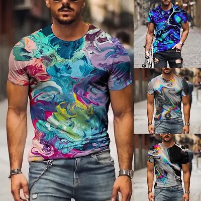Buy Be Confident & Look Cool With 3D Novel Print Navy Blue T Shirt For Men • 11.80£