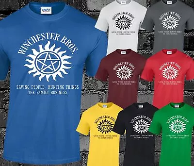 Buy Winchester Brothers T Shirt Mens Supernatural Sam Dean Bobby Hunting Top Present • 8.99£