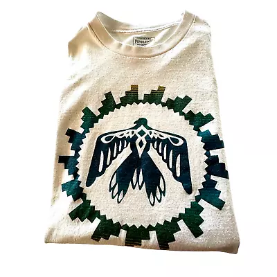 Buy Pendleton Shirt Thunderbird Symbol Adult Small Short Sleeve White Green • 10.84£