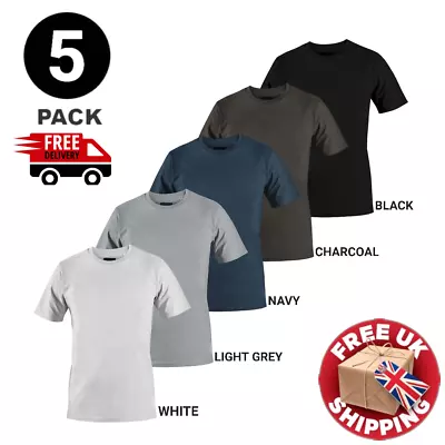Buy Mens Plain Colour T-Shirts Multipack 5 Pack 100% Cotton Blank Short Sleeve New • 24.99£