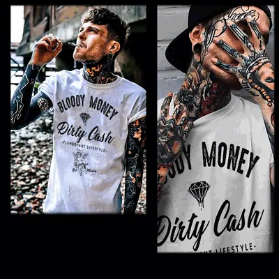 Buy Gangster T-shirt Bloody Money Urban Hip Hop Hustle Mafia Mob Thug White Tee  • 18.63£
