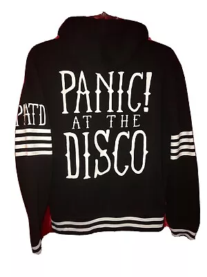 Buy Manhead Panic! At The Disco Varsity Hoodie Mens Large Black White Striped Snap • 23.30£