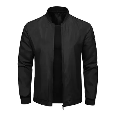Buy Mens Bomber Jacket Casual Windbreaker Jacket Coat Regular Fit Collar Coats UK • 11.99£