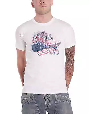 Buy Creedence Clearwater Revival T Shirt Guitar And Flag Official Mens White S • 16.95£