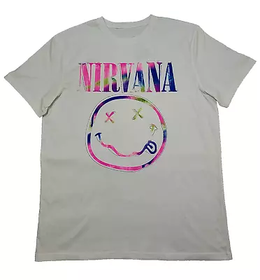 Buy Nirvana Smiley Face T-Shirt Official Licenced Product In White Grunge Legend Tee • 11.99£