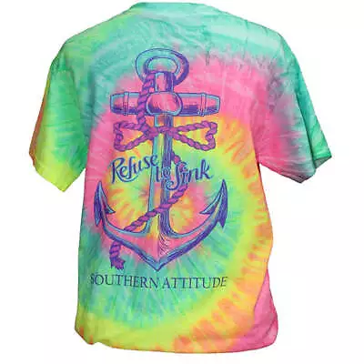 Buy Southern Attitude Refuse To Sink Anchor Tie Dye T-Shirt • 24.26£