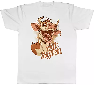 Buy Milk Mayhem Mens T-Shirt Lactose Intolerance Funny Cow Tee Gift • 8.99£