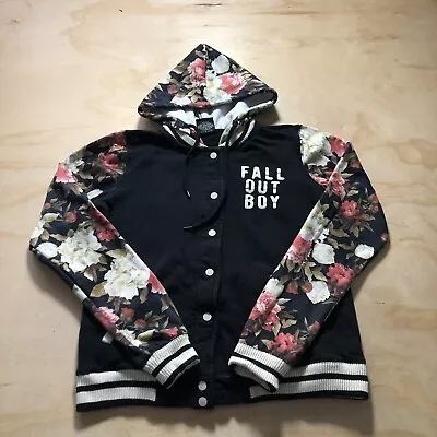 Buy A2261 Fall Out Boy~ Band Varsity Floral Button Up Hoodie ~ Women's Size Medium • 44.81£
