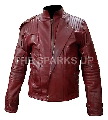 Buy Guardian Of The Galaxy Chris Pratt Costume Mens Genuine Leather Biker Jacket • 129.99£
