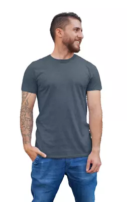 Buy Mens Crew Neck T-Shirt Short Sleeve Fashion Heater Top Softstyle Cotton  • 6.99£