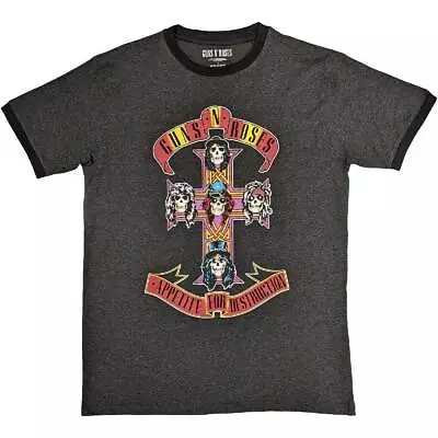 Buy Guns N' Roses Ringer T Shirt Appetite For Destruction Official Unisex Charcoal • 17.95£