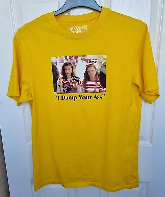 Buy Pull & Bear Stranger Things Yellow T Shirt -  I Dump Your Ass   - Small • 2.75£