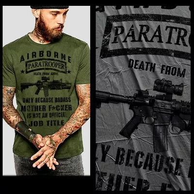 Buy Army Airborne T-Shirt Paratrooper Air Assault Infantry From Above XL Green Tee • 18.63£