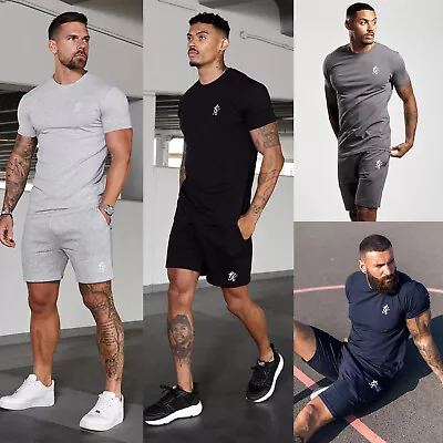 Buy Gym King Shorts Set Mens Designer T-Shirt Shorts Twin Tracksuit Slim Fit • 31.49£