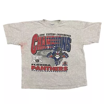 Buy VTG 1996 Florida Panthers Eastern Conference Champs NHL T-Shirt XL Single Stitch • 23.34£