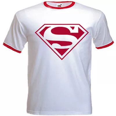 Buy Men's Retro Superman T-Shirt, Regular Fit, White With Red Trim • 8.99£
