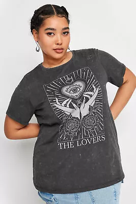 Buy Yours Curve Women's Plus Size 'The Lovers' Slogan T-Shirt • 19.99£